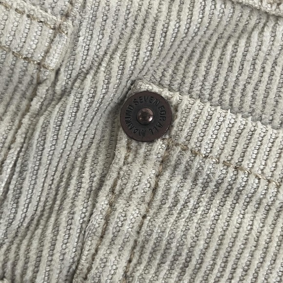 7 For All Mankind Corduroy Jeans Mens 32 Cream Bootcut Pants Made USA Stretch - Picture 6 of 16